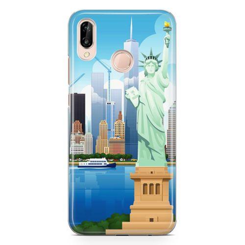 Huawei Nova 3e Kılıf Özgürlük Heykeli Newyork Arka Kapak Koruma Desenli Full Koruyucu