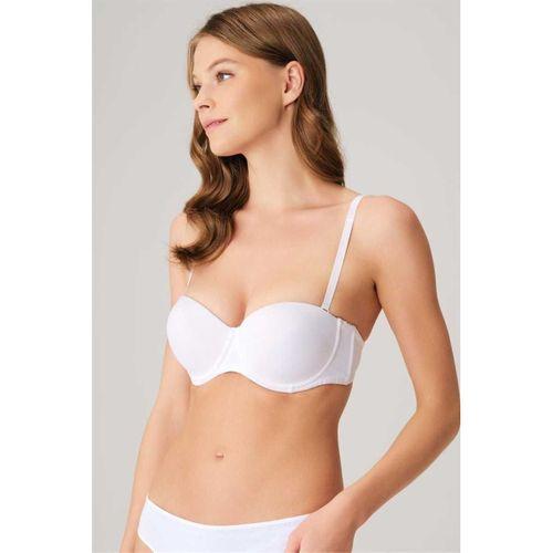 Kadın Balenli Destekli Dolgulu Askısız Straplez Günlük Klasik T-shirt Sütyeni