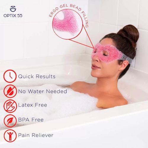 Pembe Jel Boncuklu Göz Maskesi, Soğuk & Sıcak Kullanım Rahatlatıcı Terapi Maskesi