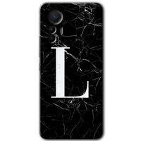 Xiaomi Mi 12 Lite HD Baskılı Kılıf + 9D Tam Ekran Koruyucu - Siyah Mermer Desenli L Harfi