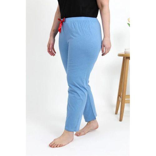Kadın Pamuklu Büyük Beden Alt Pijama Mavi