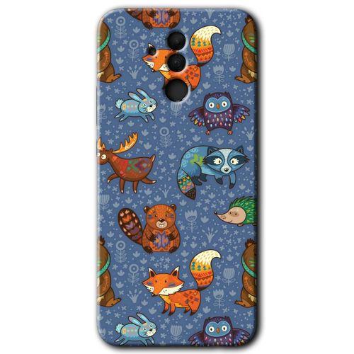 Huawei Mate 20 Lite Kılıf Baskılı Kapak - Animals Funny + 5D Tam Kaplayan Cam