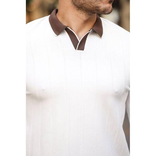 Erkek Renkli Yaka Manşet Uzun Kollu Triko