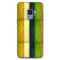 Samsung Galaxy S9 Kılıf Patchwork (37) Silicone Cover Sarı Lacivert