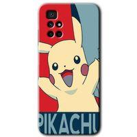 Redmi 10 Kılıf HD Desen Baskılı Arka Kapak - Pikaçhu + Kırılmaz Cam