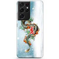 Samsung Galaxy S21 Ultra Kılıf Dragons (29) Arka Koruma Kılıfı Tatoo Mavi Ejderha