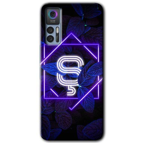 TCL 30 Plus Kılıf HD Desen Baskılı Arka Kapak - Dark Neon Yaprak Ş Harfi