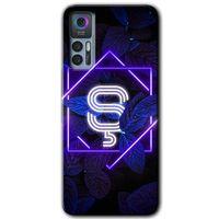 TCL 30 Plus Kılıf HD Desen Baskılı Arka Kapak - Dark Neon Yaprak Ş Harfi