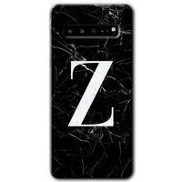 Galaxy S10 Plus Kılıf HD Desen Baskılı Arka Kapak - Siyah Mermer Desenli Z Harfi