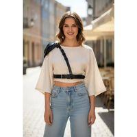 Siyah Kadın Kemer Omuz Detaylı Deri Vücut Aksesuarı - Brf1033