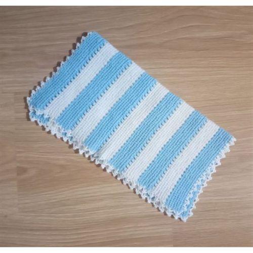El İşi Pamuklu Banyo Lifi,El Örgüsü Mavi Beyaz Duş Lifi 32X30Cm