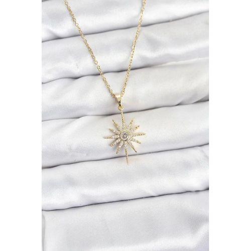 316L Çelik Zincir Gold Renk Kutup Yıldızı Model Zirkon Taşlı Kadın Kolye