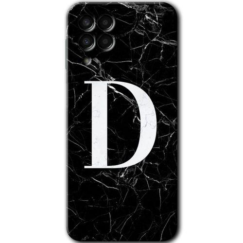 Galaxy M33 Kılıf HD Desen Baskılı Arka Kapak - Siyah Mermer Desenli D Harfi