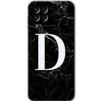 Galaxy M33 Kılıf HD Desen Baskılı Arka Kapak - Siyah Mermer Desenli D Harfi