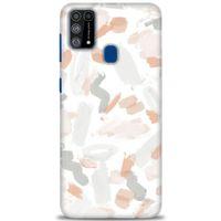 Samsung Galaxy M31 Kılıf HD Baskılı Kılıf - Fırça Darbeleri + Tam Ekran Koruyucu