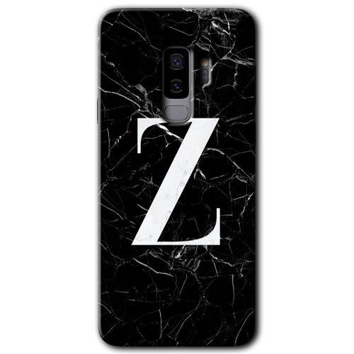 Potkal Hediye Fabrikası Samsung Galaxy S9 Plus HD Baskılı Kılıf + 9D Tam Ekran Koruyucu - Siyah Mermer Desenli Z Harf