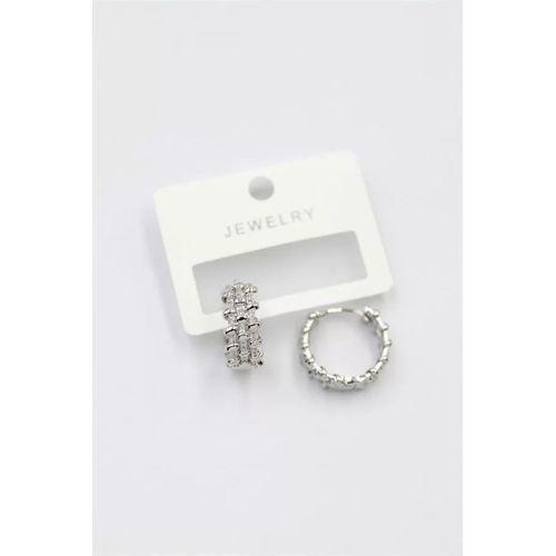 Taşlı Halka Küpe - Gümüş