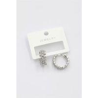 Taşlı Halka Küpe - Gümüş