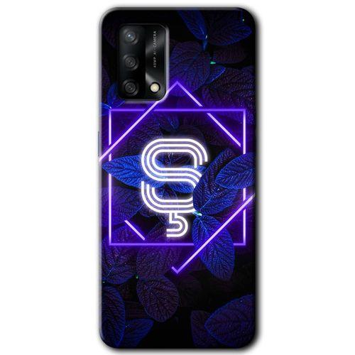Oppo A54 Kılıf HD Desen Baskılı Arka Kapak - Dark Neon Yaprak Ş Harfi + Kırılmaz Cam