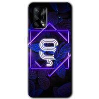 Oppo A54 Kılıf HD Desen Baskılı Arka Kapak - Dark Neon Yaprak Ş Harfi + Kırılmaz Cam