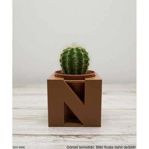 Kahverengi Centikli Harf Seklinde Mini Dekoratif Saksi Ismine Ozel Bas Harf Tasarim Masa Ustu Ofis Dekoru 7 Cm