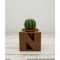 Kahverengi Centikli Harf Seklinde Mini Dekoratif Saksi Ismine Ozel Bas Harf Tasarim Masa Ustu Ofis Dekoru 7 Cm