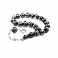 Maskot Yeşil Firuze Karpuz İşlemeli Oltu Sıkma Tespih