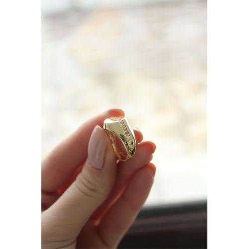 Punta Zirkon Taşlı Gold Kaplama Kadın Yüzük