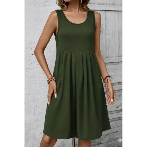 Kadın Askılı Yuvarlak Yakalı önden Pileli Kısa Aerobin Elbise