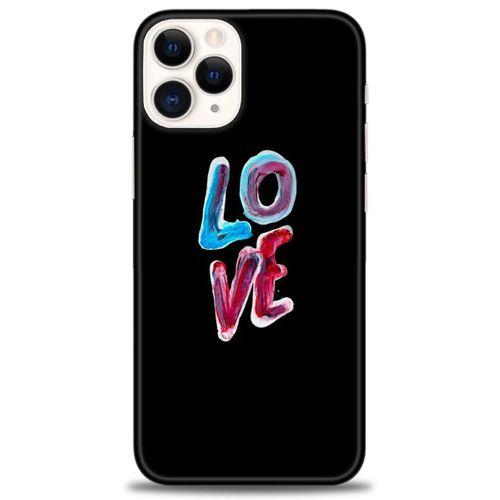 iPhone 12 Pro Kılıf HD Baskılı Kılıf - Renkli Love + Tam Ekran Koruyucu