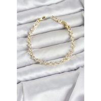 Kare Zirkon Taşlı Gold Renk Pirinç Su Yolu Kadın Bileklik