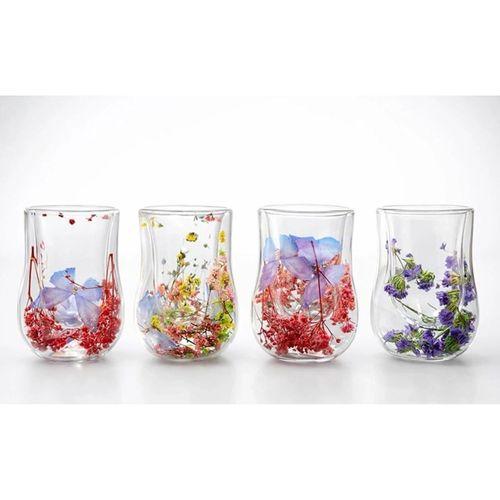 Çift Camlı Çiçekli Bardak Alk4470