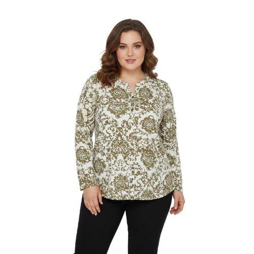 Kadın V Yaka Baskılı 2 Düğmeli Bluz BGL-ST05092