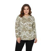 Kadın V Yaka Baskılı 2 Düğmeli Bluz BGL-ST05092