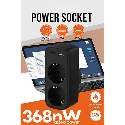 Çoklu Priz Yüksek Gerilim Korumalı 2’li Priz 1xusb 1xtype-c Çıkışlı Grup Priz Çoğaltıcı