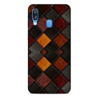 Samsung Galaxy A40 Kılıf Patchwork (1) Kılıfı Kahverengi Bordo