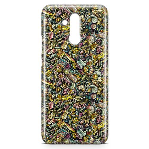 Huawei Mate 20 Lite Kılıf Şapka Eldiven Doodle Arka Kapak Koruma Desenli Full Koruyucu