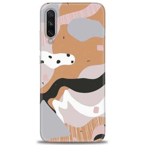 Xiaomi Mi A3 Kılıf HD Baskılı Kılıf - Kahve Beyaz + Tam Ekran Koruyucu