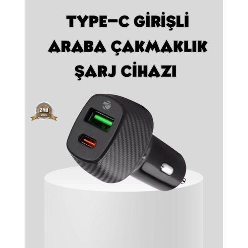 Araç Tipi Hızlı Şarj Adaptörü Type-c Pd Usb Çift Port Kompakt
