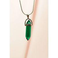 Yeşil Kuvars Doğal Taşı Zincirli El Yapımı Tasarımlı Kolye Uç: 3,5 cm Zincir: 20 cm Kutulu