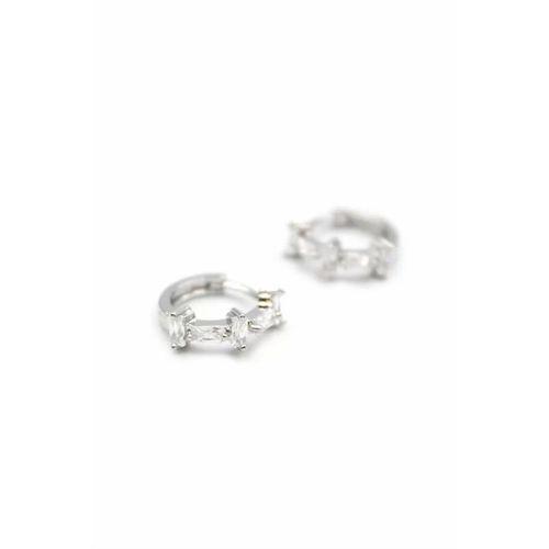 Taşlı Halka Küpe - Gümüş