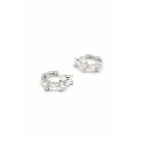 Taşlı Halka Küpe - Gümüş