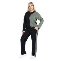 Melsay Butik Siyah Yeşil Renk Bloklu Modal Kadın Eşofman Takımı