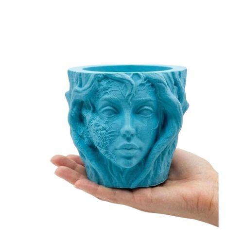 Minimalist Kadın Yüzü Heykel Tasarımlı 3d Dekoratif Saksı Vazo