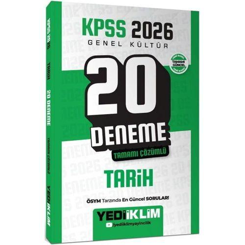 2026 KPSS Genel Kültür Tarih Tamamı Çözümlü 20 Deneme Yediiklim Yayınları