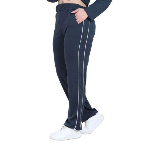 Melsay Butik Indıgo Gri Çizgi Detay Modal Büyük Beden Kadın Eşofman Takımı