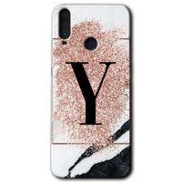 General Mobile GM 10 Kılıf HD Desen Baskılı Arka Kapak - Pembe Mermer Desenli Y Harfi