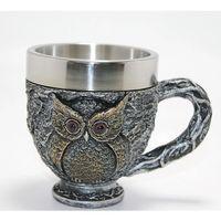 3d Kabartmalı Baykuş Büstü Paslanmaz Çelik Kupa Bardak Alk4482