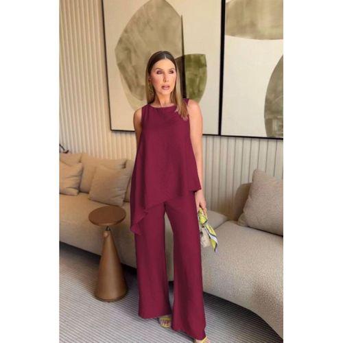 Asimetrik Bluz - Pantolon İkili Takım