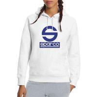 Sparco Logo Baskılı Beyaz Kadın Kapşonlu Sweatshirt